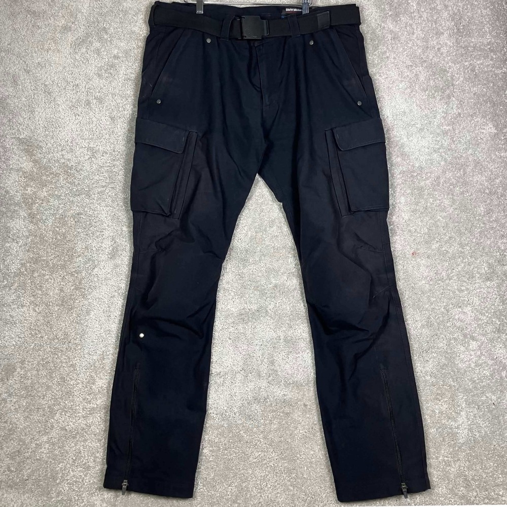 BMW Motorrad Men Size 56 (37x33) Black Belted Cargo Motorcycle Pants Trousers